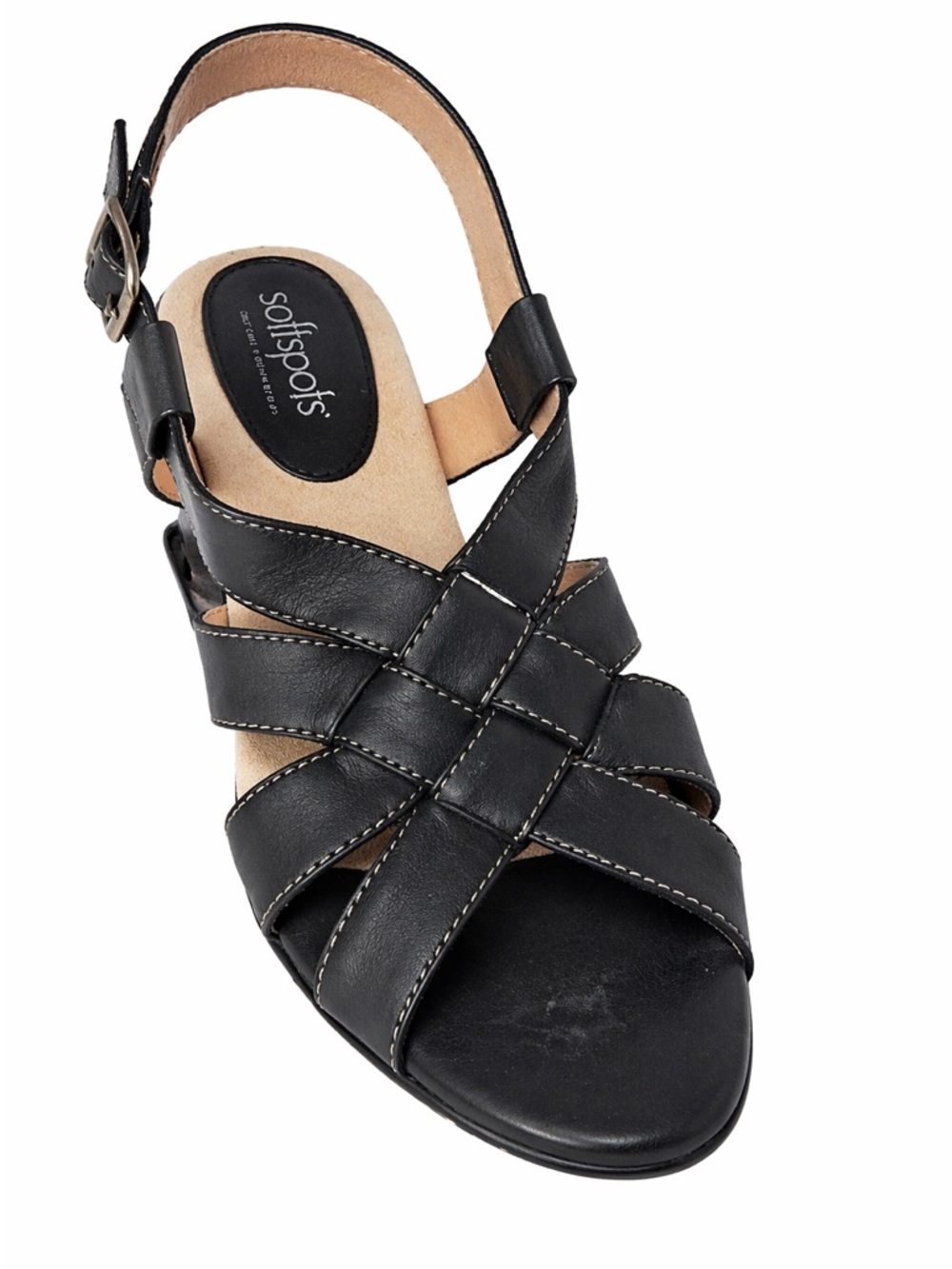 Softspots Tatianna Black Leather Strappy Sandals Women’s 8M Pillowtop Comfort